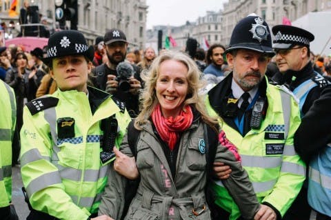 Activist being arrested in London during the April 2019 rebellion